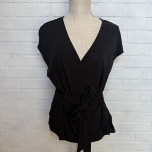 Ted Baker London Women's Black Chiffon V neck Wrap Blouse Top -sz  2